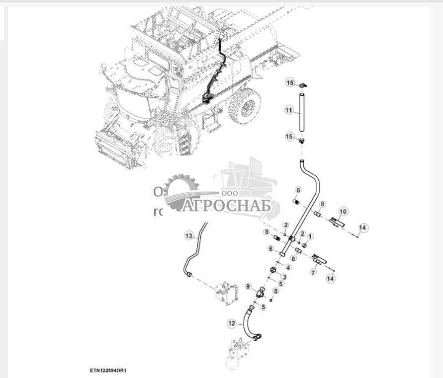 Гидравлические возвратные трубопроводы, 2WD, без соломоразбрасывателя, HillMaster™ 